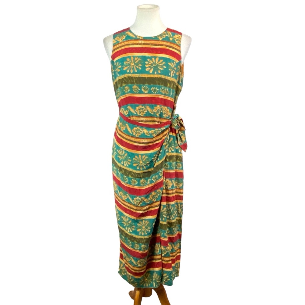 Woman’s Spenser Jeremy floral and stripe 100% silk dress size 10